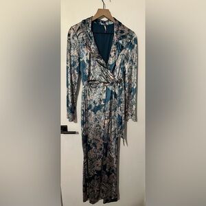 Free People Blue Delphine Velvet Jumpsuit Size Small